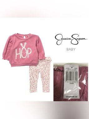 🆕JESSICA SIMPSON BABY - 24M - NWT - 2PC BUNNY OUTFIT